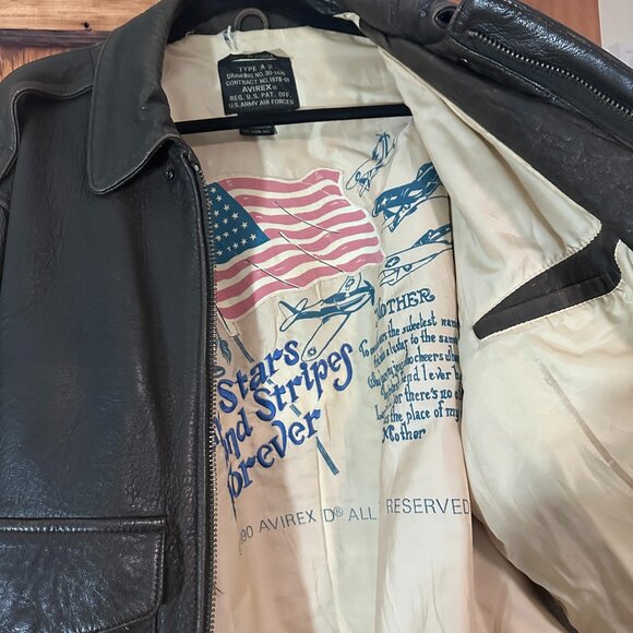 Avirex A-2 Bomber Flight Leather Jacket - Picture 9 of 16